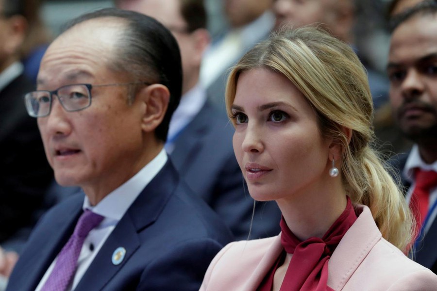 World Bank President Jim Yong Kim and Ivanka Trump attend an event on women's entrepreneurship during the IMF/World Bank annual meetings in Washington, US, October 14, 2017. Reuters/File Photo