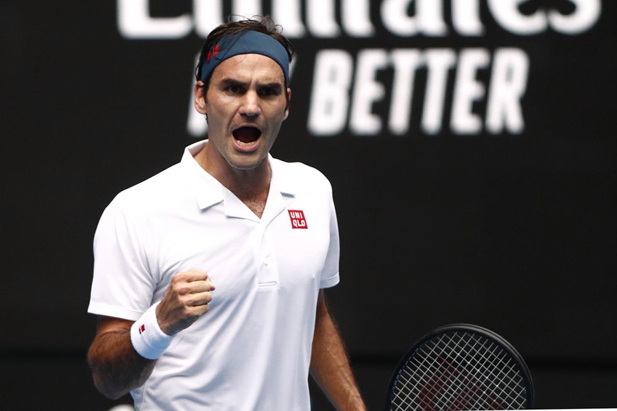 Switzerland's Roger Federer reacts during the match against Britain's Dan Evans on Wednesday — Reuters photo