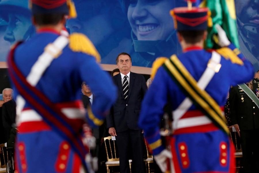 Brazil's President Jair Bolsonaro attends a swearing-in ceremony for the country's new army commander in Brasilia, Brazil, January 11, 2019. Reuters/Files