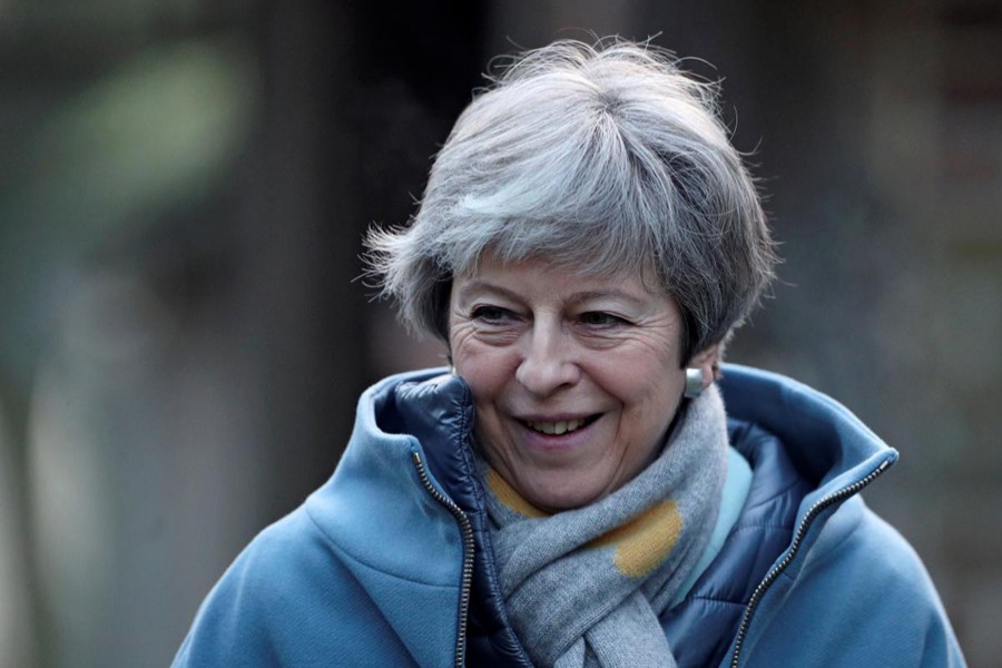 Britain's Prime Minister Theresa May leaves church, near High Wycombe, Britain, January 20, 2019. Reuters