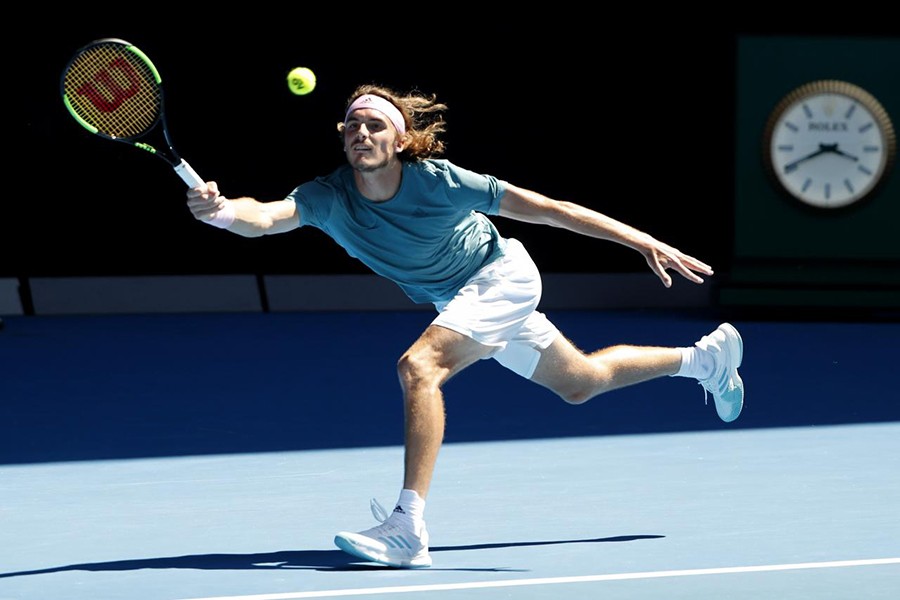 Greece’s Stefanos Tsitsipas in action against Spain’s Roberto Bautista Agut (not pictured) on Tuesday — Reuters photo