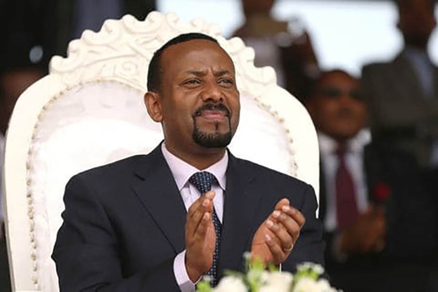Prime Minister Abiy Ahmed attends a rally during his visit to Ambo in the Oromiya region, Ethi­o­pia, on April 11. Reuters photo