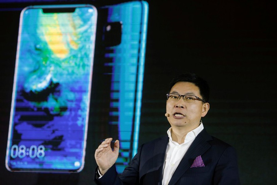 The head of Huawei's consumer business group, Richard Yu, speaks during a presentation in Beijing, China, January 24, 2019. Reuters