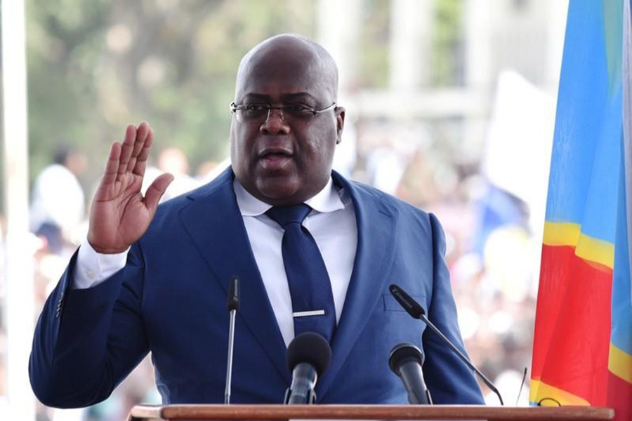 Democratic Republic of Congo's Felix Tshisekedi swears into office during an inauguration ceremony as the new president of the Democratic Republic of Congo at the Palais de la Nation in Kinshasa, Democratic Republic of Congo January 24, 2019. Reuters