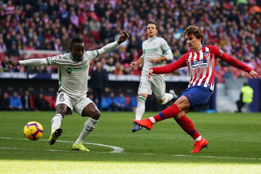 Atletico Madrid's Antoine Griezmann scores the opener against Getafe at Wanda Metropolitano — Reuters photo