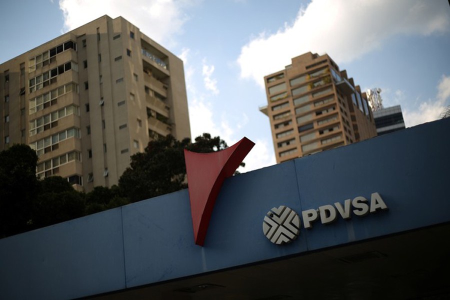 The corporate logo of the state oil company PDVSA is seen at a gas station in Caracas, Venezuela, January 28, 2019. Reuters