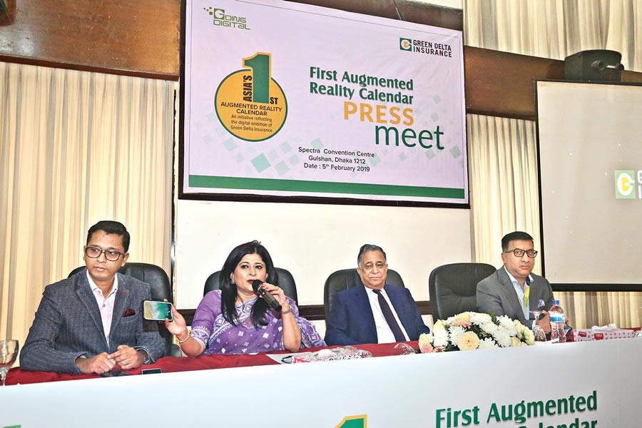 Managing Director and CEO of Green Delta Insurance Company Farzana Chowdhury and Advisor & Founding Managing Director Nasir A Chowdhury seen in the press conference on Tuesday	— FE Photo