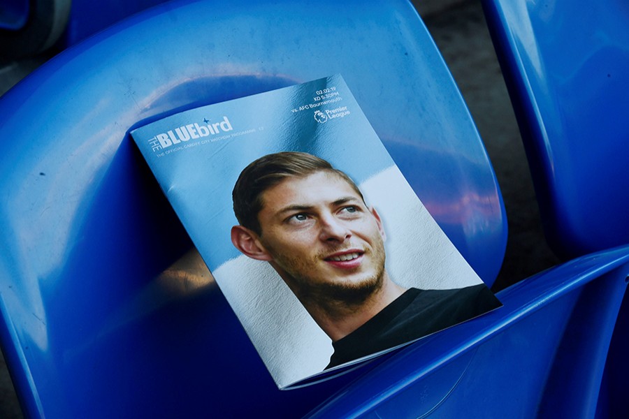 A general view of the front cover of the match day programme paying tribute to Emiliano Sala before the match between Cardiff City and AFC Bournemouth on Saturday last — Reuters