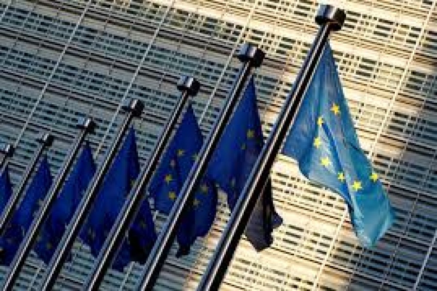 European Union flags flutter outside the EU Commission headquarters in Brussels, Belgium, March 8, 2018. Reuters/File Photo