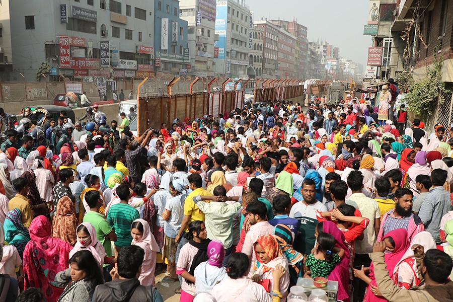 RMG workers recently take to streets demanding implementation of the wage board and cancellation of all disparities in the wage structure in Dhaka city. FE Photo/Files