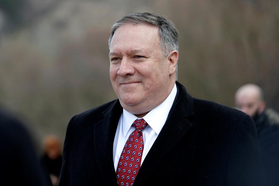 US Secretary of State Mike Pompeo visits the Gate of Freedom memorial in Bratislava, Slovakia on February 12 last — Reuters/File