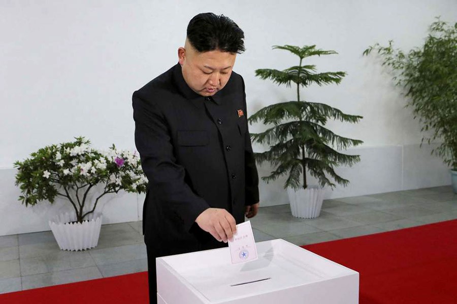 North Korean leader Kim Jong Un taking part in an election in 2014. -Reuters file photo