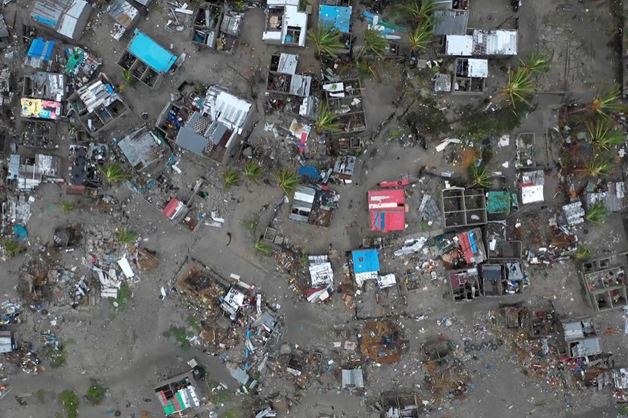 A general view shows destruction after Cyclone Idai in Beira, Mozambique, March 16-17, 2019 in this still image taken from a social media video on March 19, 2019 — Care International via Reuters