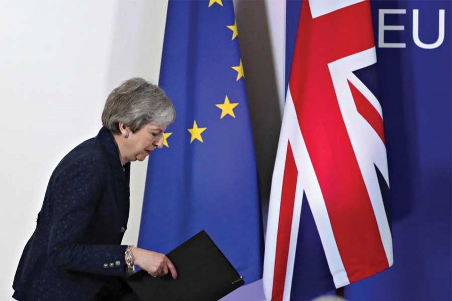 Britain's Prime Minister Theresa May arrives to give a news briefing after meeting with EU leaders in Brussels, Belgium on May 22, 2019. 	—Photo: Reuters