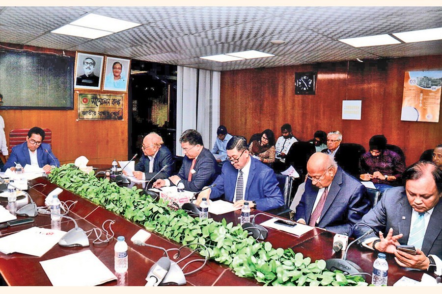 A delegation from Metropolitan Chamber of Commerce and Industry, Dhaka (MCCI), led by its vice president Golam Mainuddin, holding discussion on the chamber's budget proposal for 2019-20 with the chairman and members of the National Board of Revenue (NBR) in the capital on Sunday