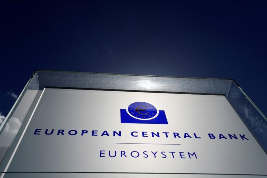 Sign of the European central Bank (ECB) is seen outside the ECB headquarters in Frankfurt, Germany in this undated Reuters photo