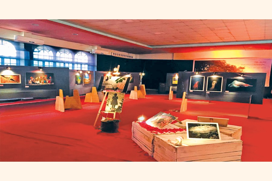 A partial view of the photo exhibition arranged by Asian University for Women Photography Club (AUWPC) in the port city