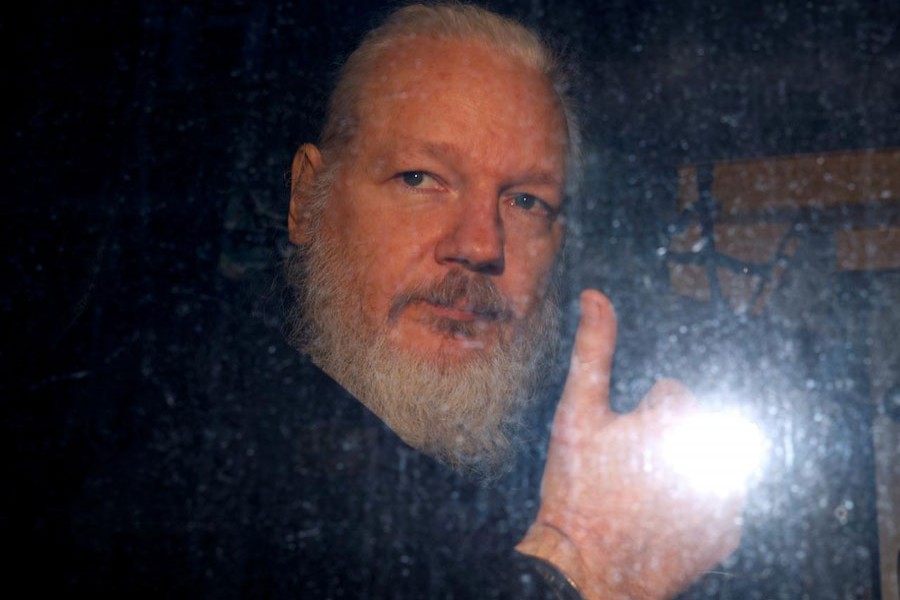 WikiLeaks founder Julian Assange is seen as he leaves a police station in London, Britain April 11, 2019. Reuters/Peter Nicholls/File Photo