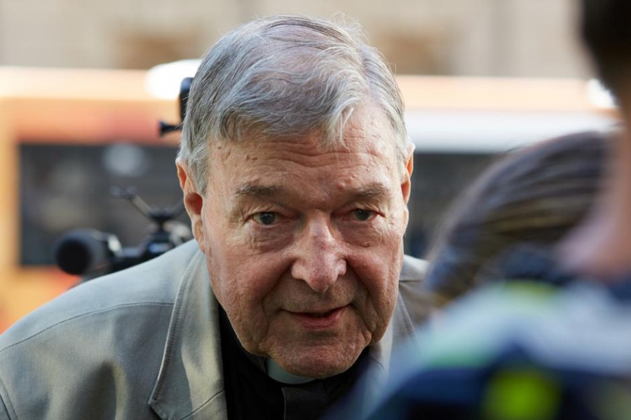 Cardinal George Pell arrives at County Court in Melbourne, Australia, February 27, 2019 - AAP Image/Erik Anderson/via REUTERS