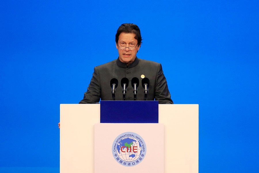 Pakistani Prime Minister Imran Khan speaks at the opening ceremony for the first China International Import Expo (CIIE) in Shanghai, China on November 5, 2018 — Reuters photo