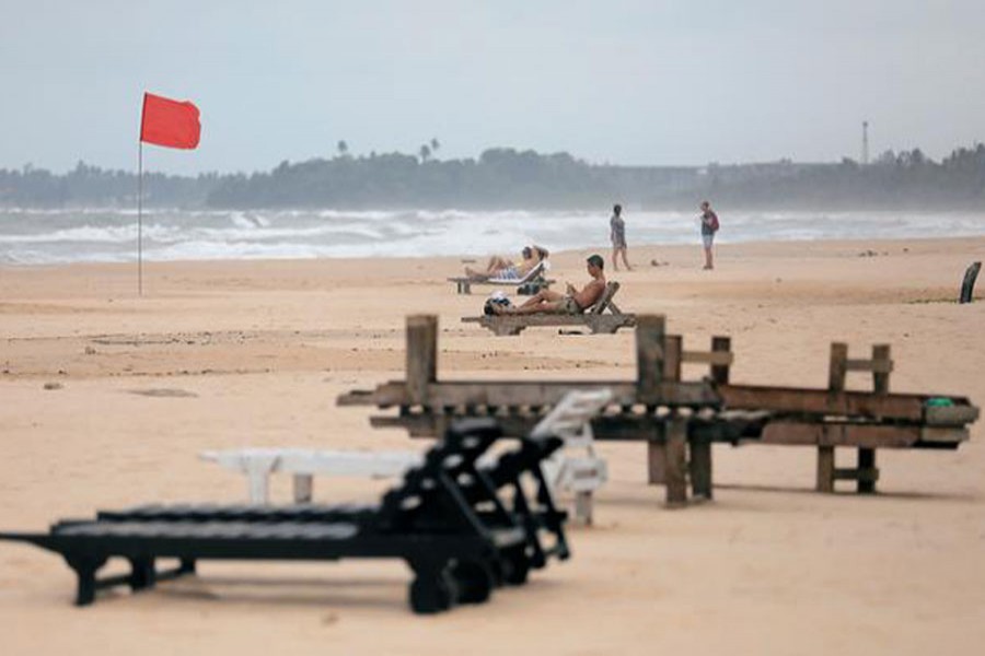 Empty sunbathing chairs are seen on a beach near hotels in a tourist area in Bentota, Sri Lanka, May 2, 2019. Reuters