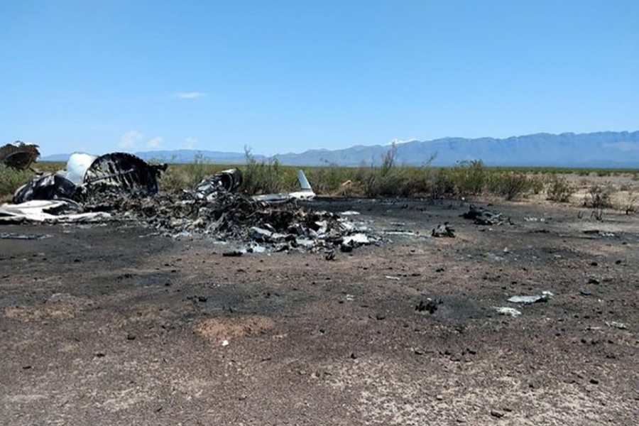 A handout photo made available by La Voz de Monclova newspaper shows wreckage of a private jet that disappeared in the northern Mexican state of Coahuila en route from Las Vegas — via USA Today