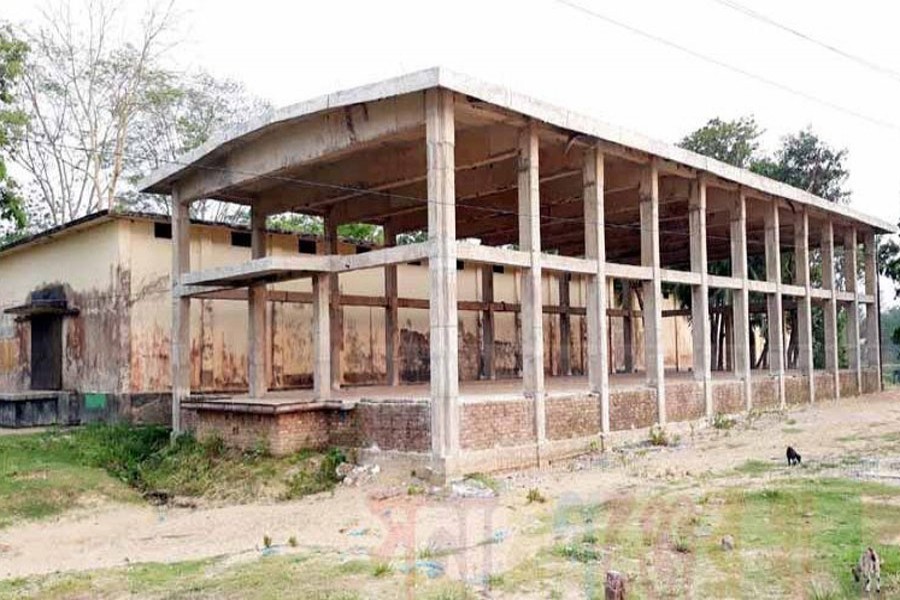 An incomplete food depot in Sunamganj district   	— FE Photo