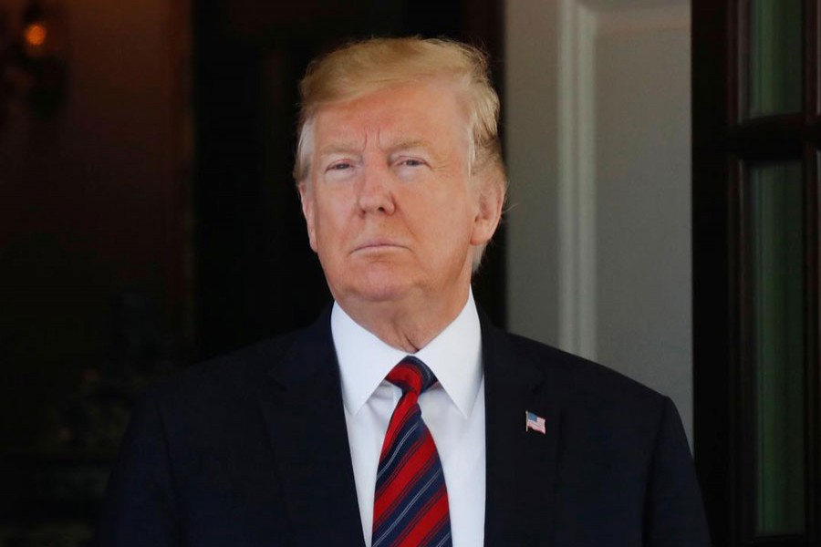 US President Donald Trump awaits the arrival of Swiss Federal President Ueli Maurer at the White House in Washington, US, May 16, 2019. Reuters