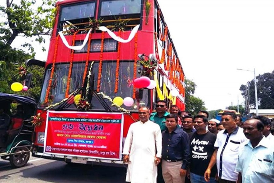 BRTC launches city bus service in Rangpur