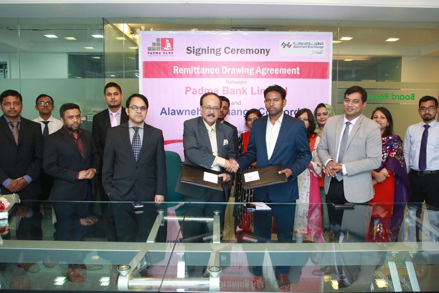 Padma Bank signs deal with Jordan’s Alawneh Exchange