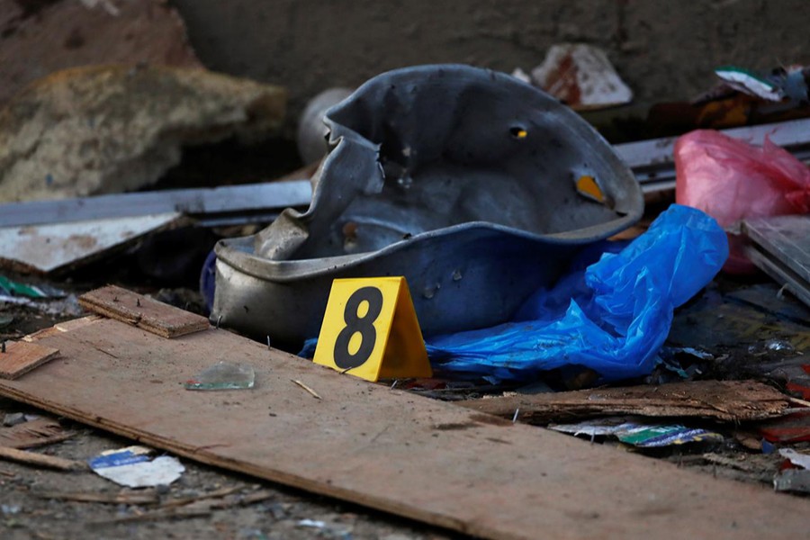 Police numbering is seen on an explosion site in Kathmandu, Nepal on May 26, 2019 — Reuters photo