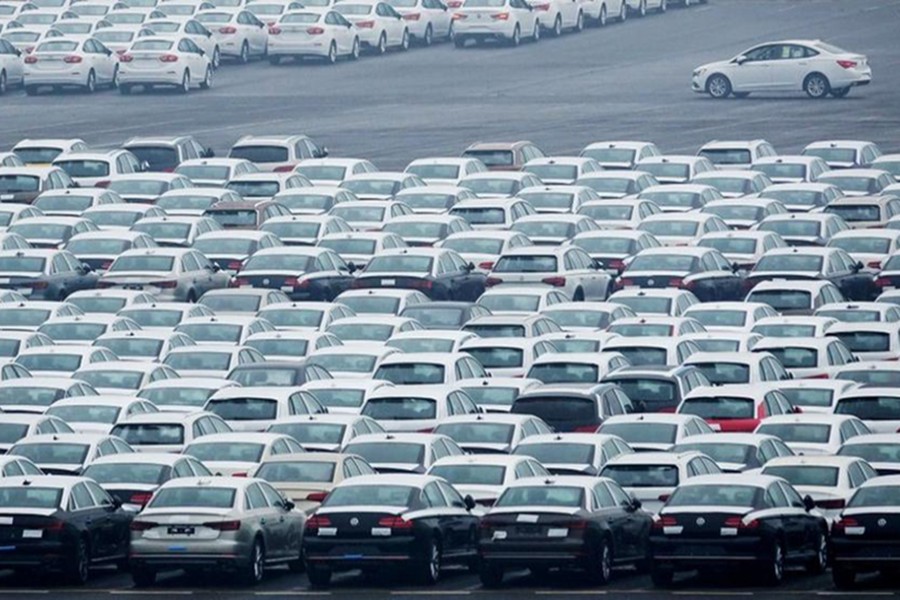 Newly manufactured cars are seen at the automobile terminal in the port of Dalian, Liaoning province, China on July 9, 2018 — Reuters/Files