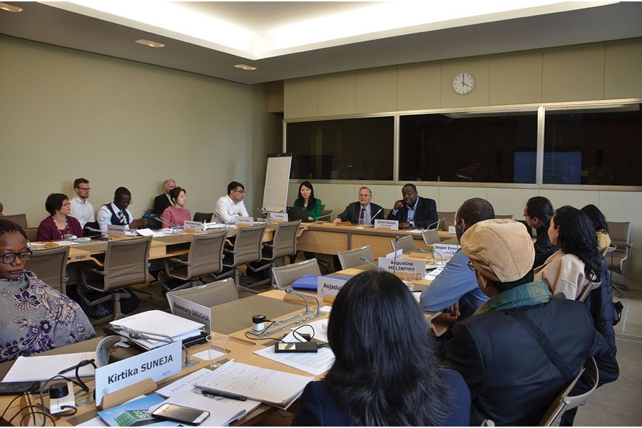 The World Trade Organization (WTO) organised an information seminar in Geneva on May 13-17. The seminar dealt with trade dispute settlement mechanism, agriculture, development, global value chain, regional trade agreements, technical barriers to trade etc. Photo shows  a group of Asian and African journalists  participating  in  a session  of the seminar.               —Photo courtesy:  WTO