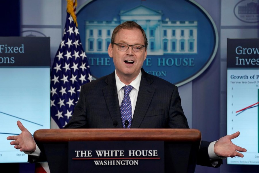 Trump economic adviser Kevin Hassett gestures as he speaks during a news briefing at the White House in Washington, US, September 10, 2018. Reuters/File Photo