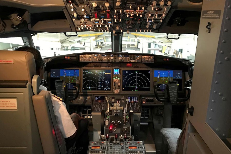 The cockpit of Jet Airways Boeing 737 MAX 8 aircarft is pictured during its induction ceremony at the Chhatrapati Shivaji International airport in Mumbai, India, June 28, 2018. Picture taken June 28, 2018 - REUTERS/Abhirup Roy/File Photo
