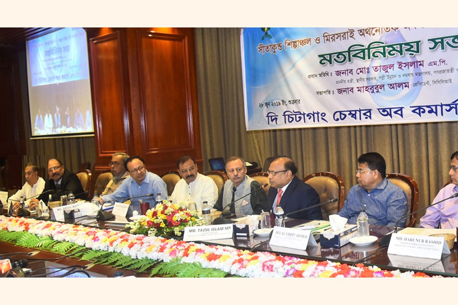 Local Government and Rural Development (LGRD) Minister Md Tajul Islam MP speaking at a views exchange meeting organised by Chittagong Chamber of Commerce and Industry in Chattogram on Friday