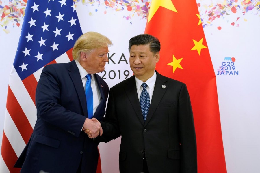 US President Donald Trump and China's President Xi Jinping shake hands ahead of their bilateral meeting during the G20 leaders summit in Osaka, Japan, June 29, 2019. Reuters