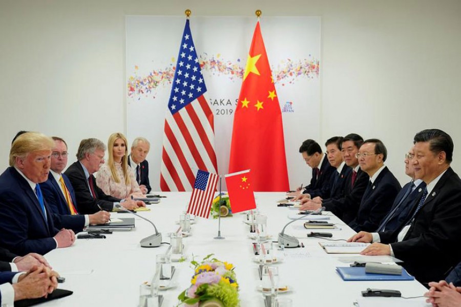 US President Donald Trump meets with China's President Xi Jinping at the start of their bilateral meeting at the G20 leaders summit in Osaka, Japan, June 29, 2019. Reuters