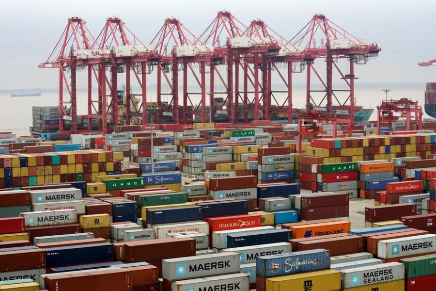 Containers are seen at the Yangshan Deep Water Port in Shanghai, China, April 24, 2018. Reuters/File Photo