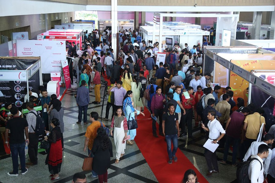 Job seekers visiting various stalls at Brac University National Career Fair 2019 at Bangabandhu International Conference Centre recently