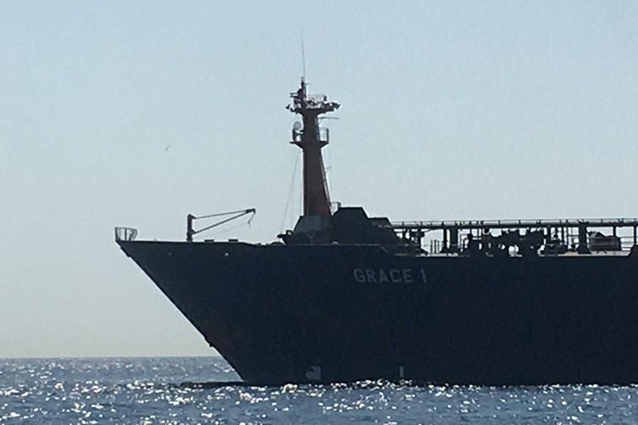 Oil supertanker Grace 1 on suspicion of being carrying Iranian crude oil to Syria is seen near Gibraltar, Spain in this picture obtained from social media on July 4, 2019 — Reuters
