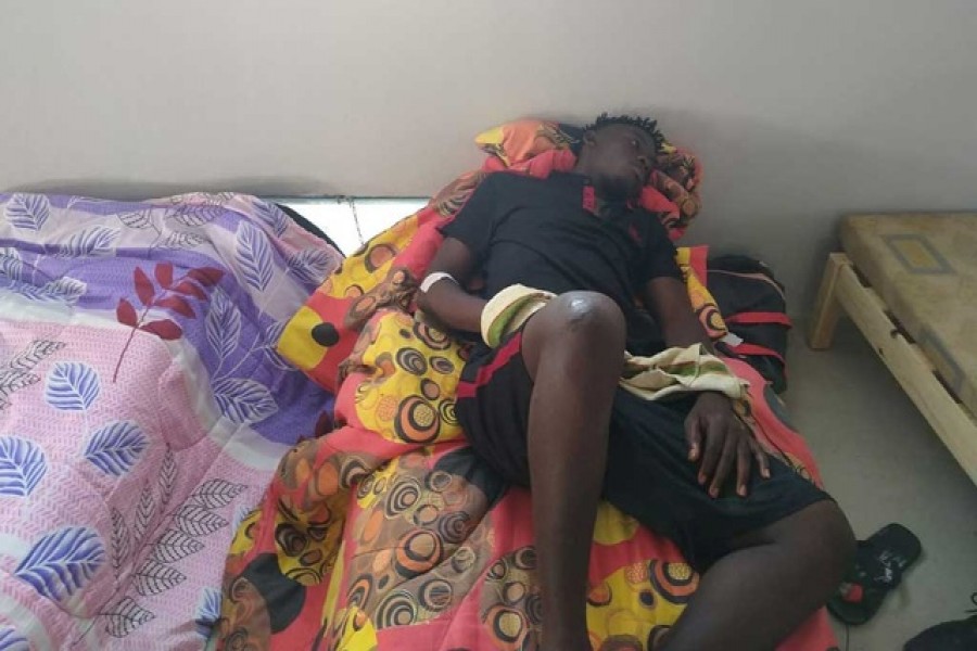 An African migrant who, a government source and the Tunisian Red Crescent said, was rescued after the boat he was travelling capsized in the Mediterranean Sea off the Tunisian Coast, lies inside a local Red Crescent chapter in Zarzis, Tunisia in this picture obtained by Reuters Jul 4, 2019. Mongi Slim/Social Media via Reuters