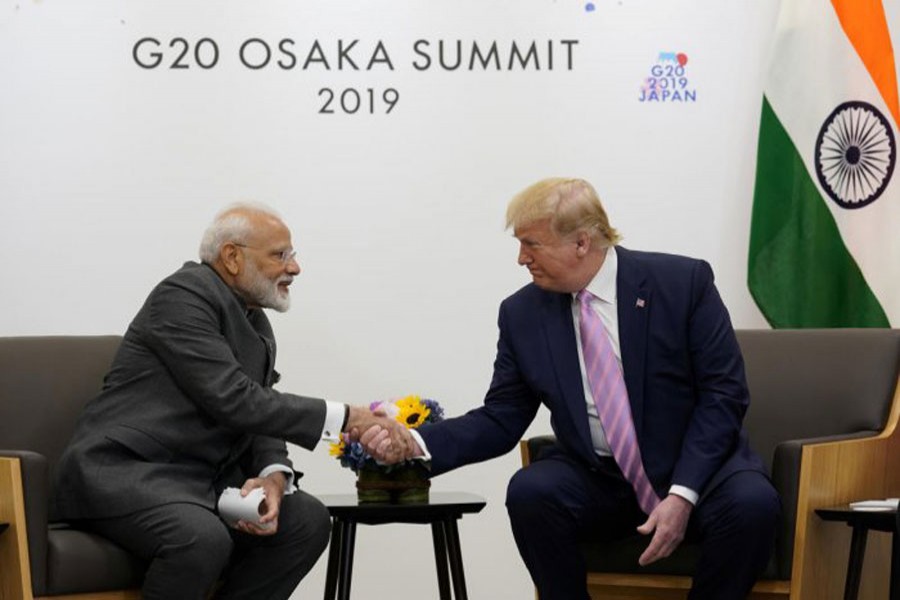 US President Donald Trump attends a bilateral meeting with India's Prime Minister Narendra Modi during the G20 leaders summit in Osaka, Japan, June 28, 2019. Reuters/File Photo