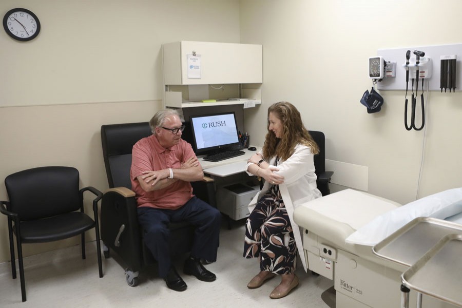 Dr Jori Fleisher, neurologist, examines Thomas Doyle, 66, at the Rush University Medical Center in Chicago. Photo: AP