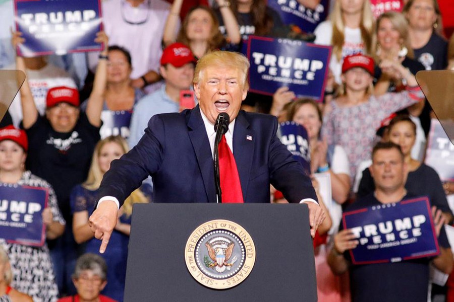 US President Donald Trump speaks at a "Keep America Great" campaign rally in Greenville, North Carolina, US on July 17, 2019 — Reuters photo
