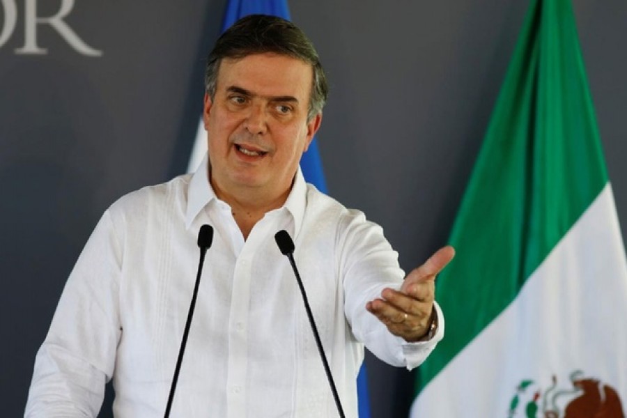 Mexico's Foreign Minister Marcelo Ebrard speaks during a ceremony as part of the new migration plan "Sembrando Vida", between Mexico and Central America, in San Pedro Masahuat, El Salvador, July 19, 2019. Reuters