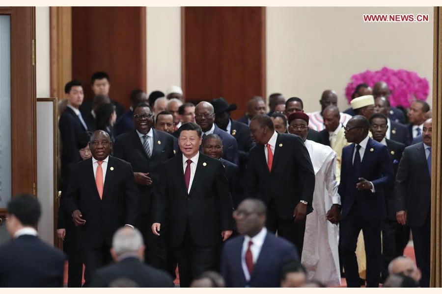 Chinese President Xi Jinping and African leaders attending the two-phase roundtable meeting in Beijing on September  04, 2018: Two important documents - the Beijing Declaration and the Beijing Action Plan (2019-2021) - were passed on Tuesday at the 2018 Beijing Summit of the Forum on China-Africa Cooperation (FOCAC).The two outcome documents were adopted at the two-phase roundtable meeting, which was jointly chaired by Chinese President Xi Jinping and President Cyril Ramaphosa of South Africa.  	—Photo:  Xinhua