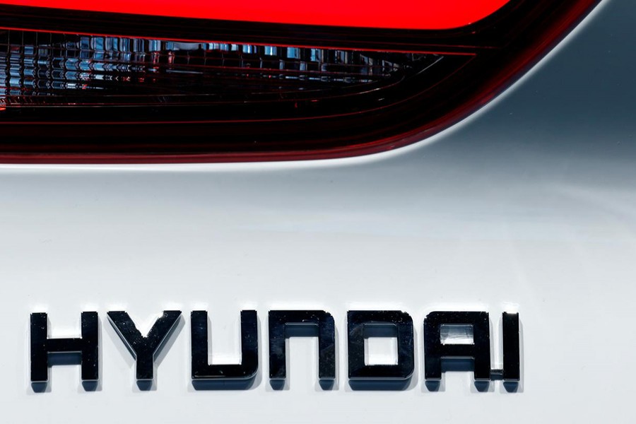 The Hyundai logo is seen during the first press day of the Paris auto show, in Paris, France on October 2, 2018 — Reuters photo