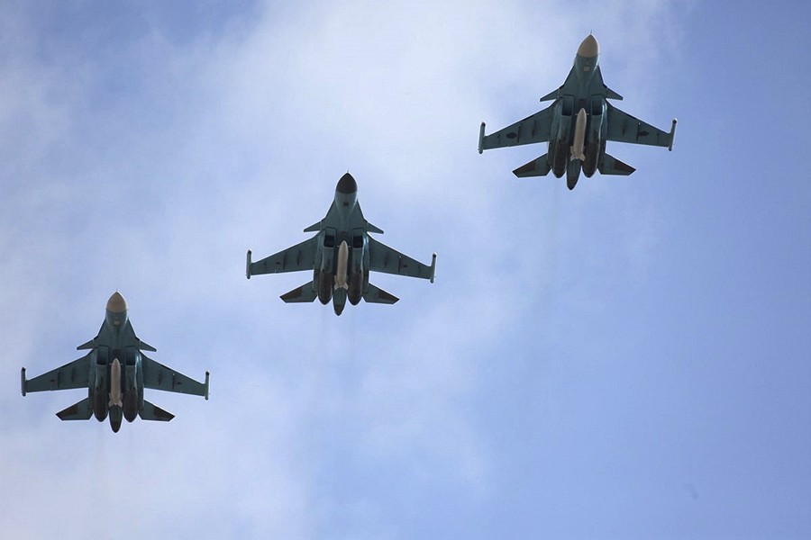 Russian military jets flying from Syria are seen shortly before landing on the runway of an airbase in Buturlinovka in Voronezh region, Russia on March 15, 2016 — Russian Ministry of Defence handout via Reuters (Representational photo)