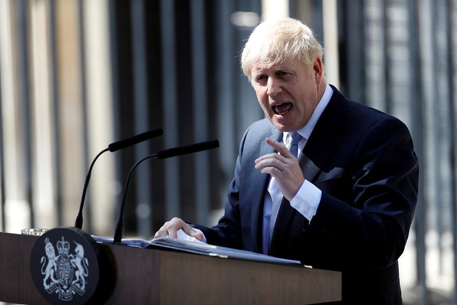 BRITAIN'S NEW PRIME MINISTER, BORIS JOHNSON, DELIVERS A SPEECH OUTSIDE 10 DOWNING STREET, IN LONDON, BRITAIN  ON JULY 24, 2019: 'Boris Johnson's "global Britain" cry raises an eyebrow or two for a country far too historically steeped in "global" dynamics.' —Photo: Reuters